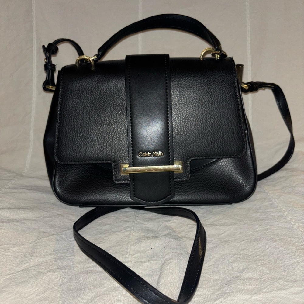 Calvin Klein Black Crossbody Bag with Gold Hardware